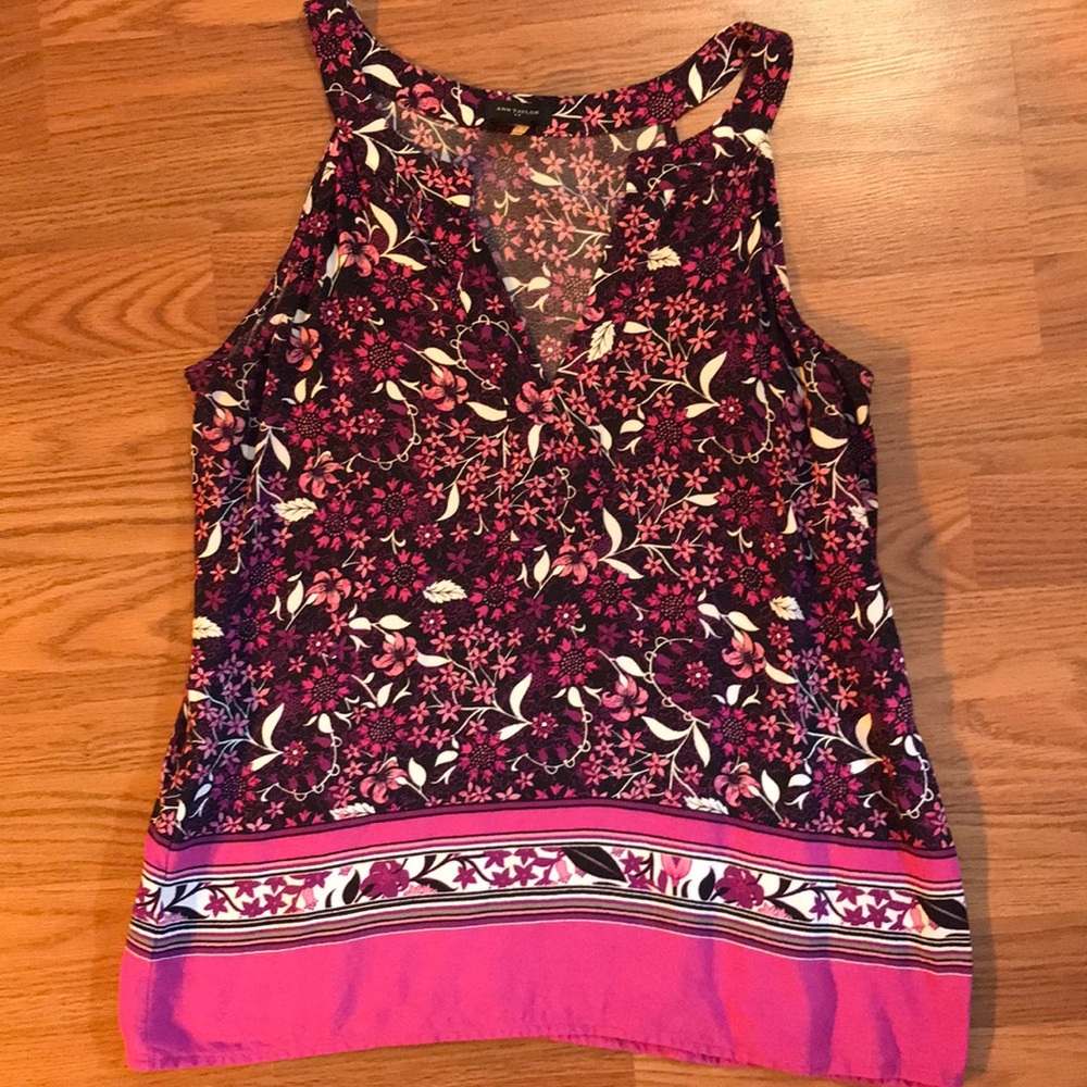 Ann Taylor Pink Floral Tank Top, size S
